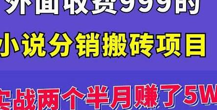 [综合资源] 外面收费999的小说分销搬砖项目：实战两个半月赚了5W块，操作简单！